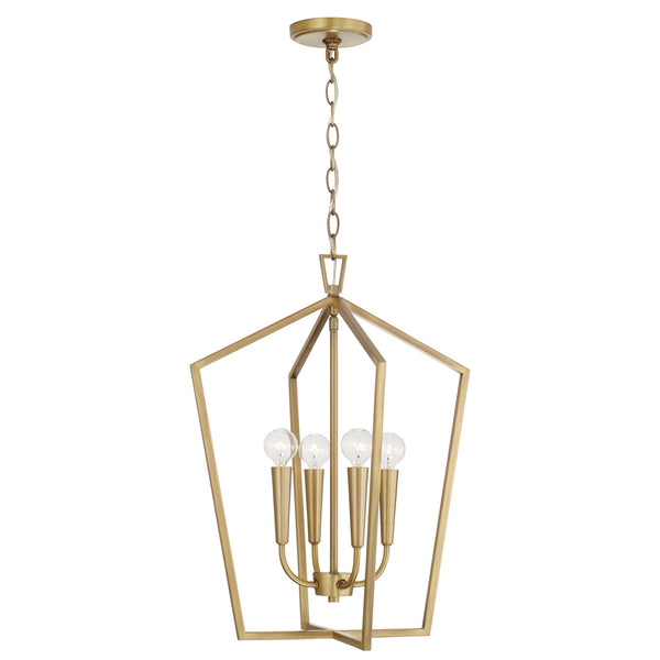 Evelin 16.75" Four Light Foyer, Aged Brass