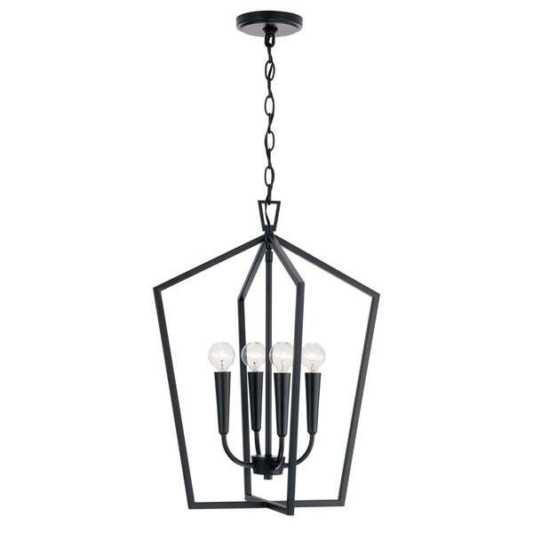 Evelin 16.75" Four Light Foyer, Matte Black