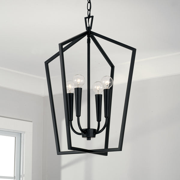 Evelin 16.75" Four Light Foyer, Matte Black