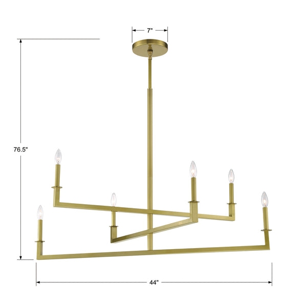 DeWitt 44'' Six Light Chandelier, Aged Brass Alt 4.jpg