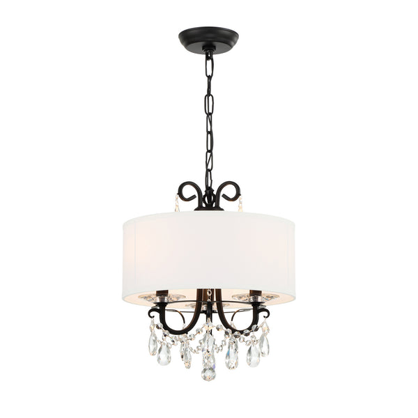 Ophelia 14'' Three Light Mini Chandelier, Matte Black Clear Hand Cut Crystal - Alternate Product Image 1.jpg
