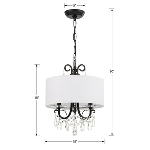 Ophelia 14'' Three Light Mini Chandelier, Matte Black Clear Hand Cut Crystal Alt 4.jpg