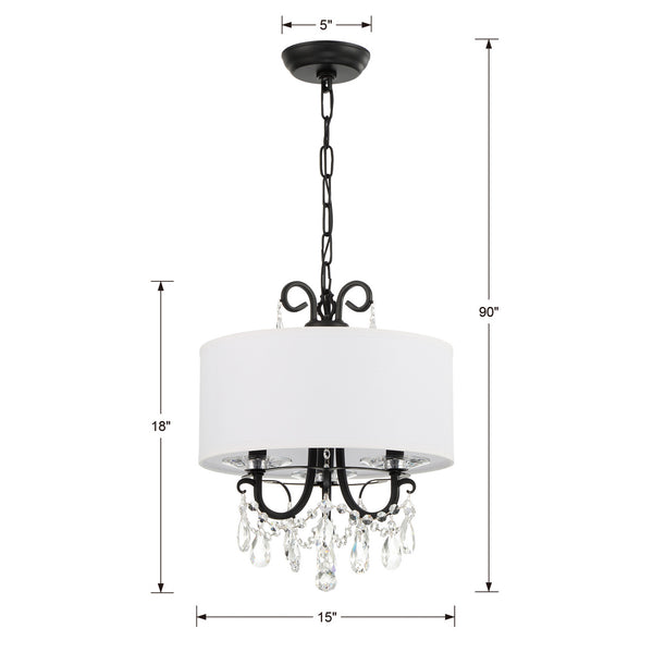 Ophelia 14'' Three Light Mini Chandelier, Matte Black Clear Hand Cut Crystal Alt 4.jpg