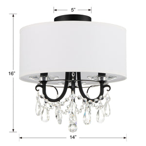 Ophelia 14'' Three Light Semi Flush Mount, Matte Black Clear Hand Cut Crystal Alt 4.jpg