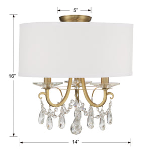 Ophelia 14'' Three Light Semi Flush Mount, Gold Clear Hand Cut Crystal - Alternate Product Image 3.jpg
