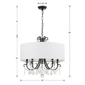 Ophelia 24'' Five Light Chandelier, Matte Black Clear Hand Cut Crystal Alt 4.jpg
