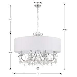 Ophelia 32'' Eight Light Chandelier, Chrome Clear Hand Cut Crystal Alt 5.jpg