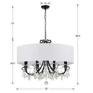 Ophelia 32'' Eight Light Chandelier, Matte Black Clear Hand Cut Crystal Alt 4.jpg