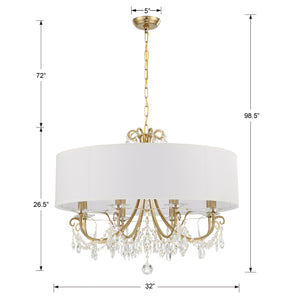 Ophelia 32'' Eight Light Chandelier, Gold Clear Hand Cut Crystal Alt 4.jpg