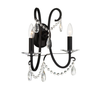 Ophelia 14'' Two Light Wall Sconce, Matte Black Clear Hand Cut Crystal - Alternate Product Image 2.jpg