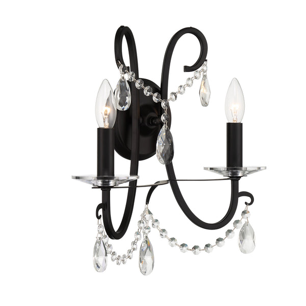 Ophelia 14'' Two Light Wall Sconce, Matte Black Clear Hand Cut Crystal - Alternate Product Image 2.jpg