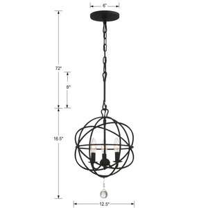 Soleil 12.5'' Three Light Mini Chandelier, Black Alt 4.jpg