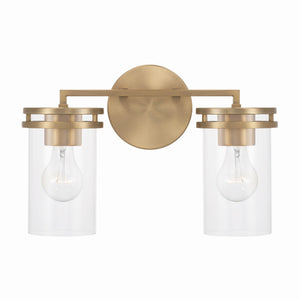 Loren 14.25" Two Light Vanity, Aged Brass
