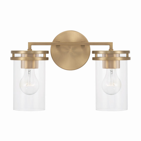 Loren 14.25" Two Light Vanity, Aged Brass