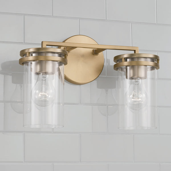 Loren 14.25" Two Light Vanity, Aged Brass