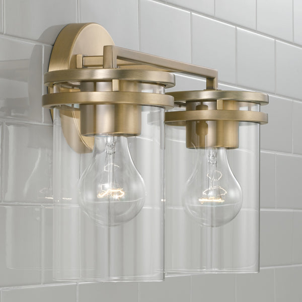 Loren 14.25" Two Light Vanity, Aged Brass