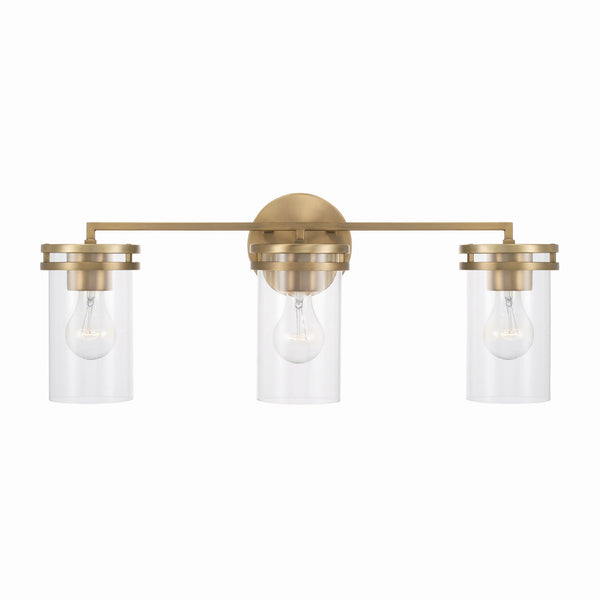 Loren 24" Three Light Vanity, Aged Brass