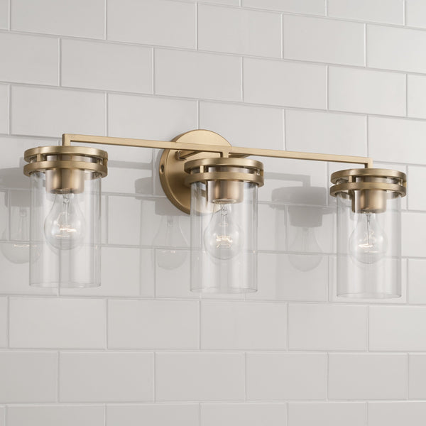 Loren 24" Three Light Vanity, Aged Brass
