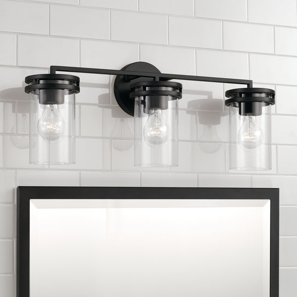 Loren 24" Three Light Vanity, Matte Black