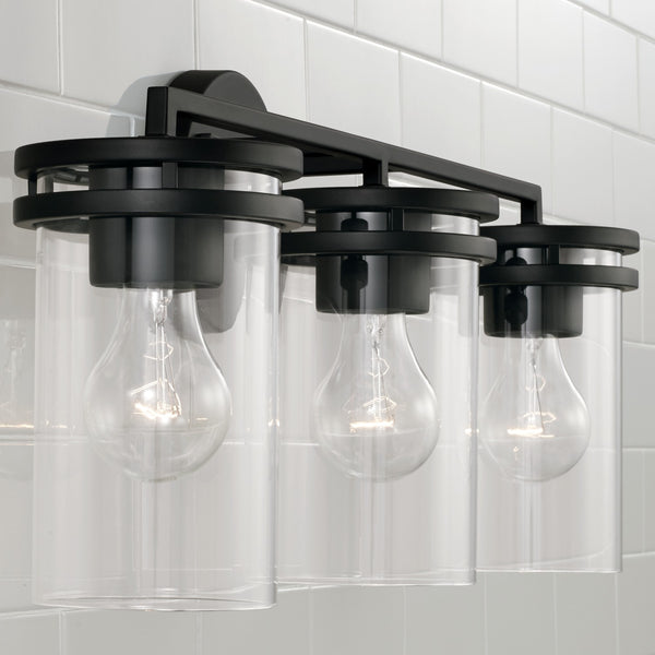 Loren 24" Three Light Vanity, Matte Black