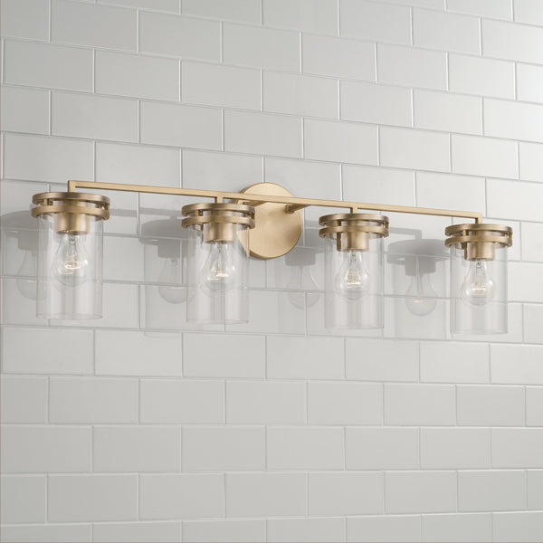 Loren 33.5" Four Light Vanity, Aged Brass