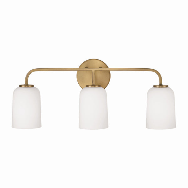 Mila 23.5" Three Light Vanity, Aged Brass