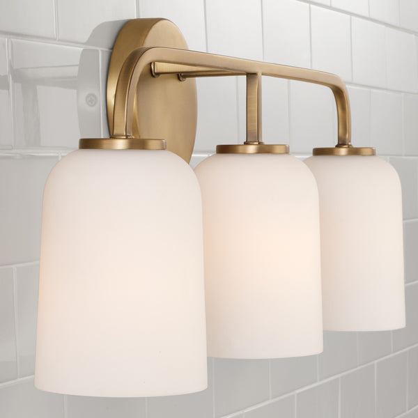 Mila 23.5" Three Light Vanity, Aged Brass