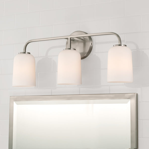 Mila 23.5" Three Light Vanity, Brushed Nickel