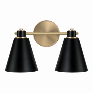 Collyn 15" Two Light Vanity, Aged Brass and Black