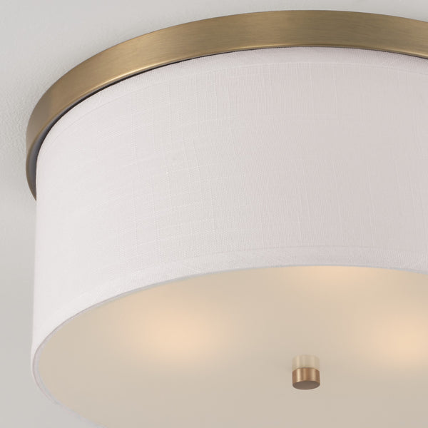 Addison 15.75" Three Light Flush Mount, Aged Brass