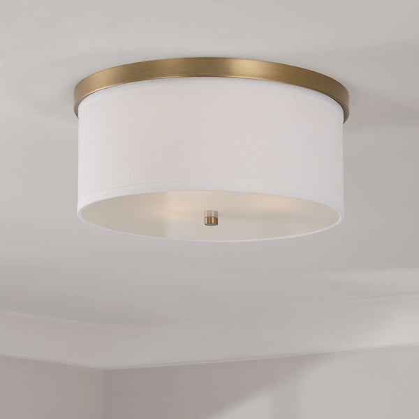 Addison 15.75" Three Light Flush Mount, Aged Brass