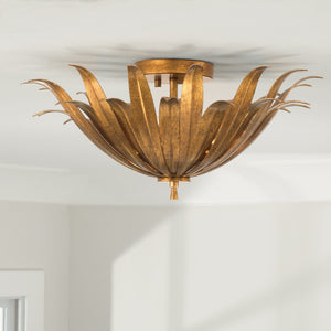 Evie 18'' Three Light Semi-Flush Mount, Antique Gold - Alternate Product Image 1.jpg