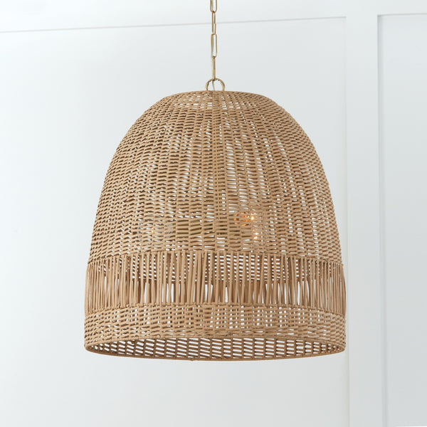 Senna 24" Three Light Pendant, Matte Brass