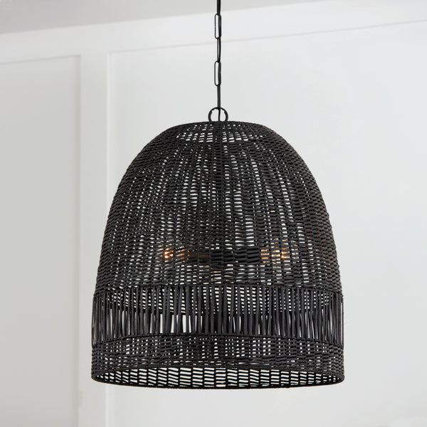 Senna 24" Three Light Pendant, Matte Black