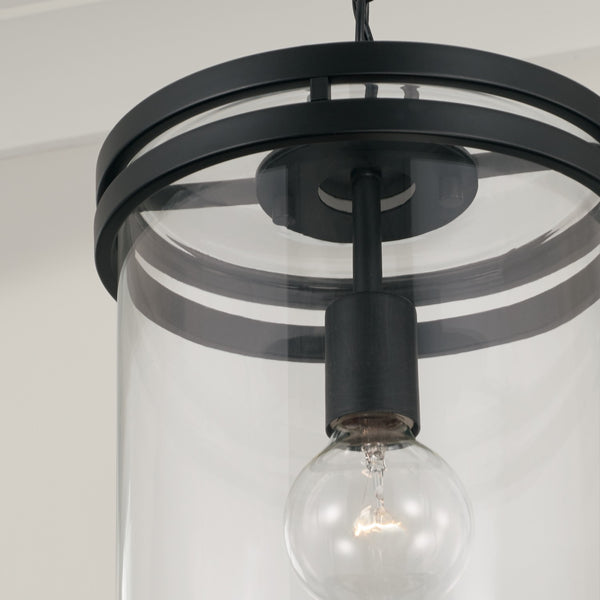 Loren 9.25" One Light Pendant, Matte Black