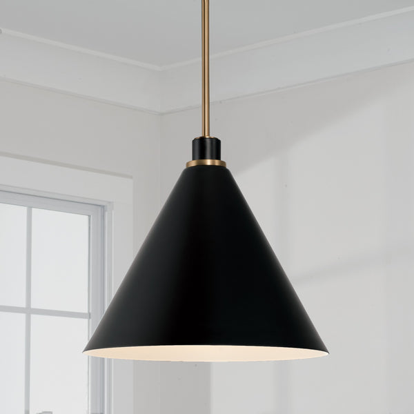 Collyn 15" One Light Pendant, Aged Brass and Black