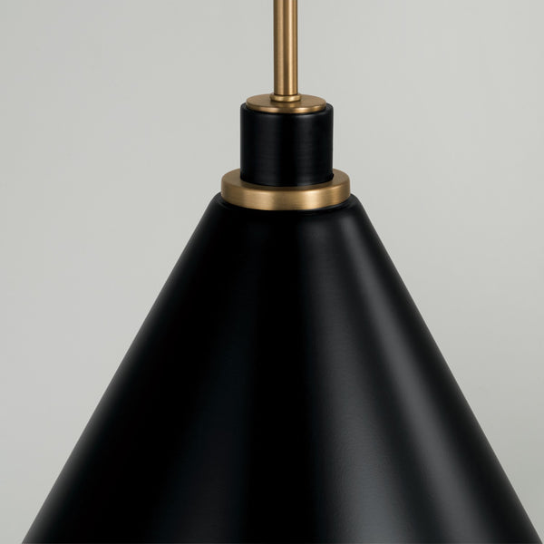 Collyn 15" One Light Pendant, Aged Brass and Black