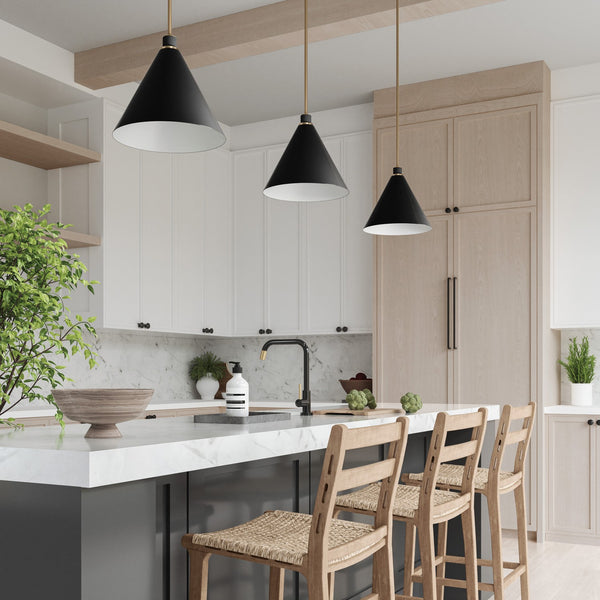 Collyn 15" One Light Pendant, Aged Brass and Black