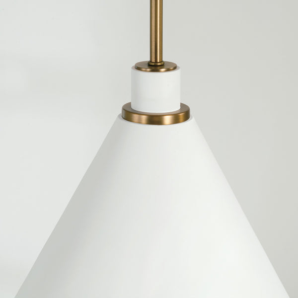 Collyn 15" One Light Pendant, Aged Brass and White