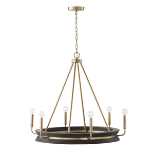 Flynn 31'' Six Light Chandelier, Black Stain and Matte Brass - Alternate Product Image 1.jpg