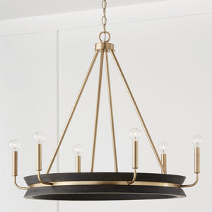 Flynn 31'' Six Light Chandelier, Black Stain and Matte Brass - Alternate Product Image 2.jpg