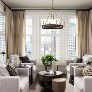 Flynn 31'' Six Light Chandelier, Black Stain and Matte Brass Alt 4.jpg