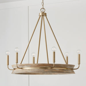 Flynn 31'' Six Light Chandelier, White Wash and Matte Brass - Alternate Product Image 2.jpg