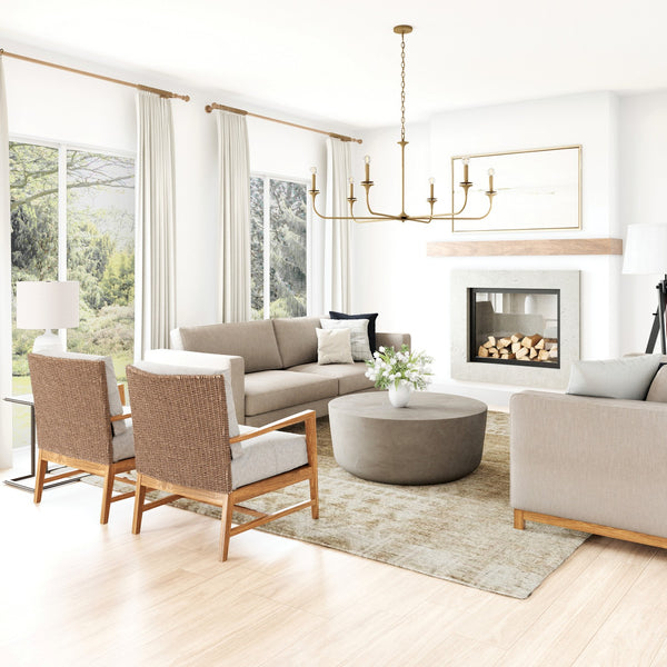 Andie 49" Six Light Chandelier, Aged Brass
