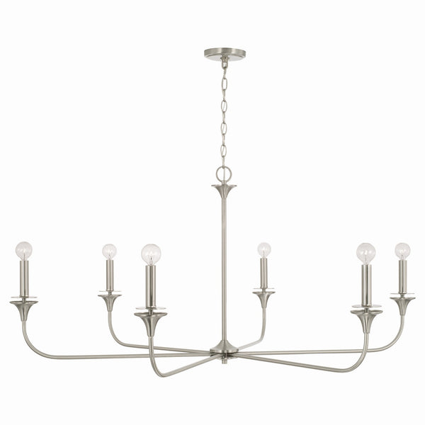 Andie 49" Six Light Chandelier, Brushed Nickel