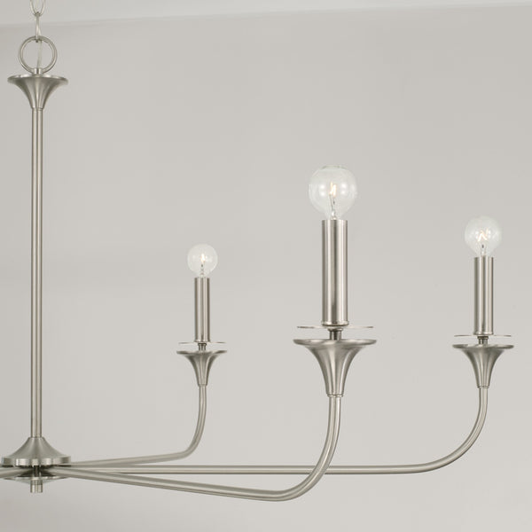 Andie 49" Six Light Chandelier, Brushed Nickel