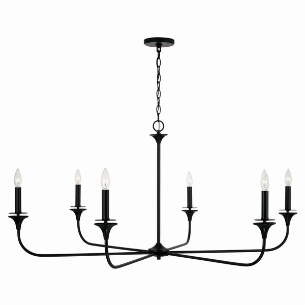 Andie 49" Six Light Chandelier, Matte Black