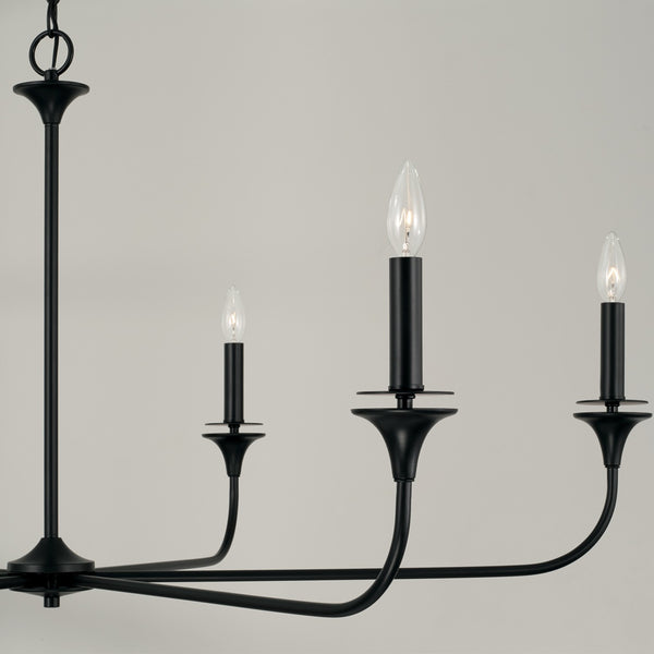 Andie 49" Six Light Chandelier, Matte Black