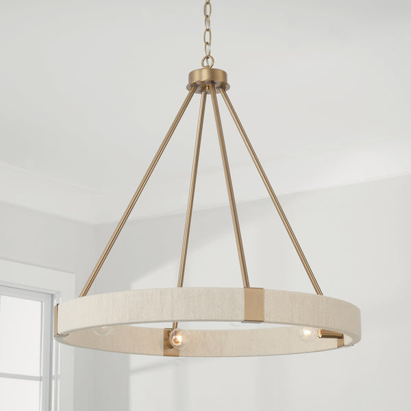 Bryn 26" Four Light Chandelier, Matte Brass