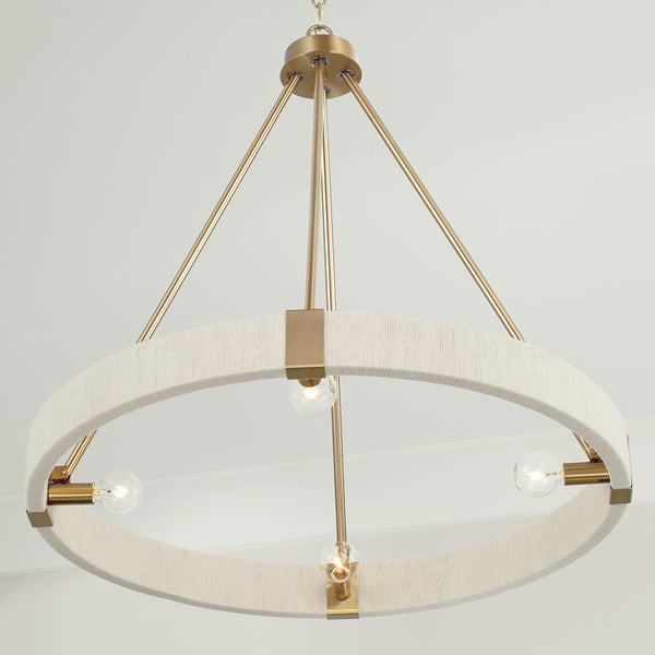 Bryn 26" Four Light Chandelier, Matte Brass